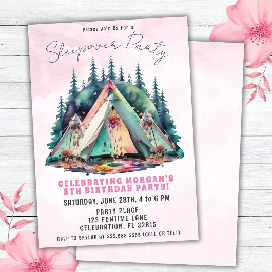 Invitation d'anniversaire pour une soirée pyjama d