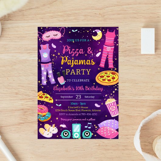 Invitation d'anniversaire pour une soirée pyjama p