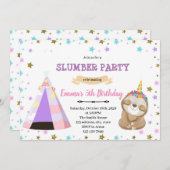 Invitation d'anniversaire pour une soirée pyjama S (Devant / Derrière)