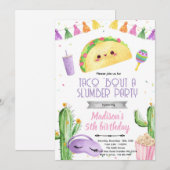 Invitation d'anniversaire pour une soirée pyjama t (Devant / Derrière)