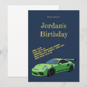 Invitation d'anniversaire pour une voiture de spor (Devant / Derrière)