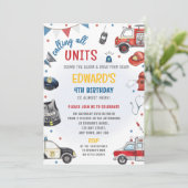 Invitation d'anniversaire pour véhicules d'urgence (Debout devant)