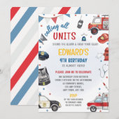 Invitation d'anniversaire pour véhicules d'urgence (Devant / Derrière)