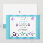 Invitation d'anniversaire pour vélos mignons (Devant / Derrière)