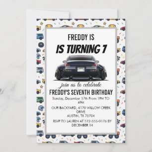 Invitation d'anniversaire pour voiture 350Z Stan