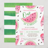Invitation d'anniversaire pour Watermelon One In A (Devant / Derrière)