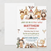 Invitation d'anniversaire Pow Wow pour Amérindiens (Devant / Derrière)
