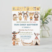 Invitation d'anniversaire Pow Wow pour Amérindiens (Debout devant)