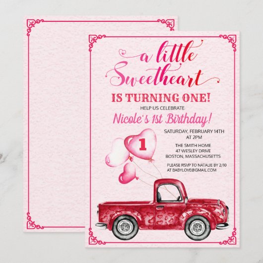 Invitation d'anniversaire premier anniversaire coe (Devant / Derrière)