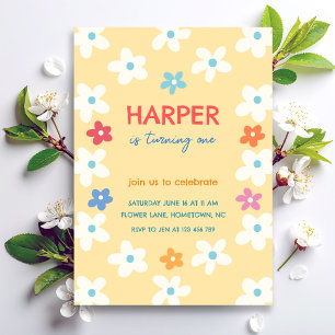 Invitation d'anniversaire premier anniversaire flo