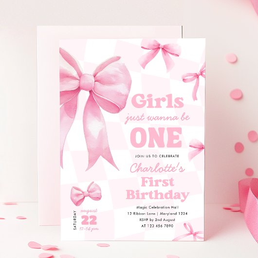 Invitation d'anniversaire premier avec un nœud rét