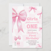Invitation d'anniversaire premier avec un nœud rét (Devant)