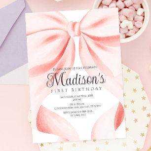 Invitation d'anniversaire premier avec un nœud ros