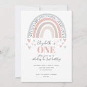 Invitation d'anniversaire premier Boho Rainbow (Devant)