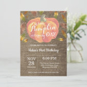 Invitation d'anniversaire premier de citrouille or (Debout devant)