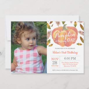 Invitation d'anniversaire premier de citrouille or