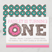 Invitation d'anniversaire premier gâteau - Rose (Devant / Derrière)