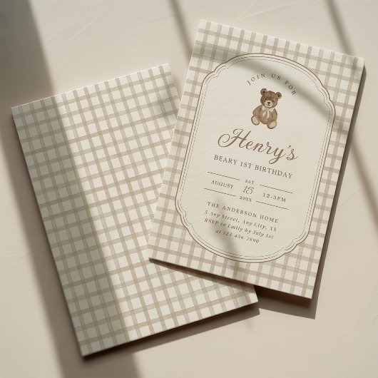 Invitation d'anniversaire premier ours Beary