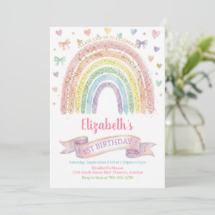 Invitation d'anniversaire premier pastel avec arcs