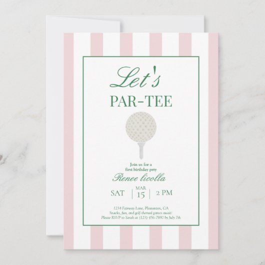 Invitation d'anniversaire premier pour le golf Ros (Devant)
