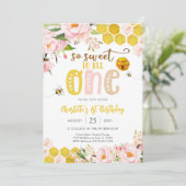 Invitation d'anniversaire premier thème abeille (Debout devant)