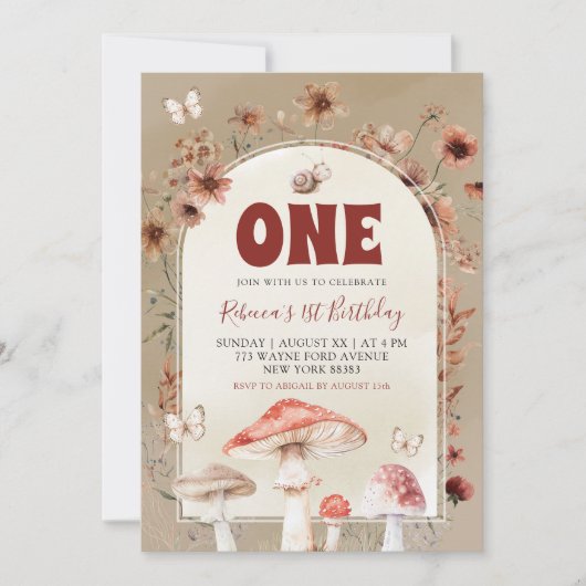 Invitation d'anniversaire première année Boho Wild (Devant)