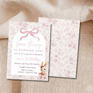 Invitation d'anniversaire première année Lapin Ros