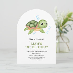 Invitation d'anniversaire première tortue sous la 
