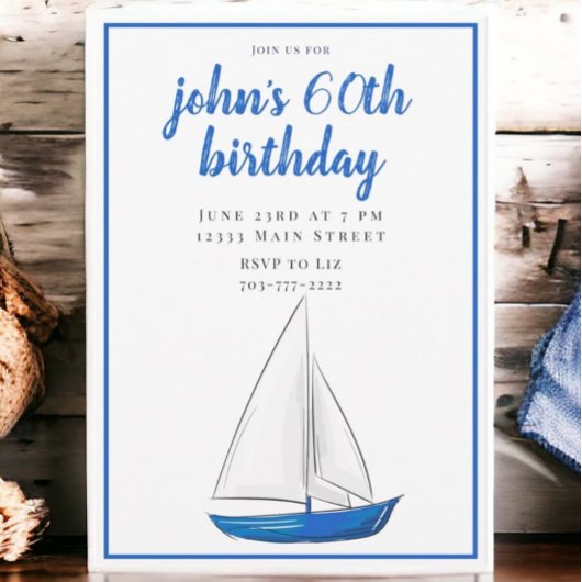 Invitation d'anniversaire préppy nautique voilier