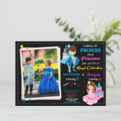 Invitation d'anniversaire Prince et Princesse avec (Debout devant)