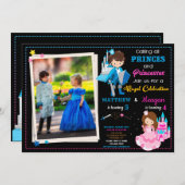 Invitation d'anniversaire Prince et Princesse avec (Devant / Derrière)