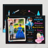Invitation d'anniversaire Prince et Princesse avec (Devant / Derrière)