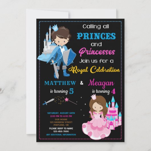 Invitation d'anniversaire Prince et Princesse Doub (Devant)
