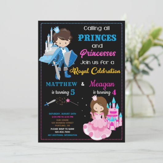 Invitation d'anniversaire Prince et Princesse Doub (Debout devant)