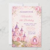 Invitation d'anniversaire Princesse Château et Car (Devant)