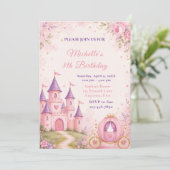 Invitation d'anniversaire Princesse Château et Car (Debout devant)