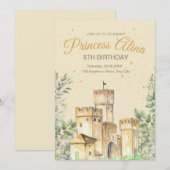Invitation d'anniversaire Princesse Château Filles (Devant / Derrière)
