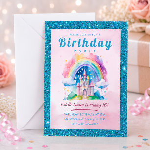 Invitation d'anniversaire Princesse Château Sweet