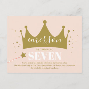 Invitation d'anniversaire princesse couronne rose