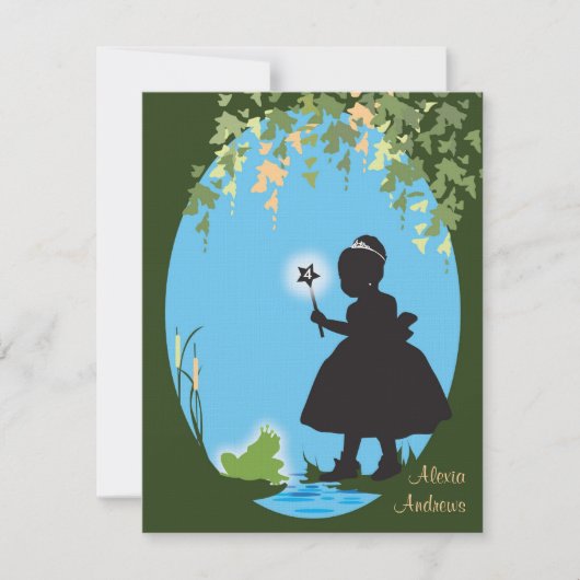 Invitation d'anniversaire - Princesse et grenouill (Devant)