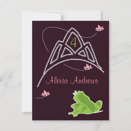 Invitation d'anniversaire - Princesse et grenouill (Devant)