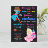 Invitation d'anniversaire Princesse et Superhéros (Debout devant)
