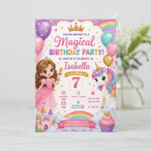 Invitation d'anniversaire Princesse Licorne | Magi (Debout devant)