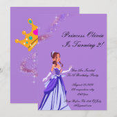 invitation d'anniversaire princesse pour filles (Devant / Derrière)