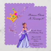 invitation d'anniversaire princesse pour filles (Devant / Derrière)