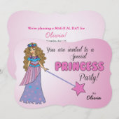 Invitation d'anniversaire Princesse rose avec bagu (Devant / Derrière)