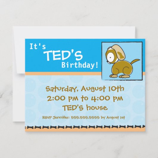 Invitation d'anniversaire Puppy (Devant)