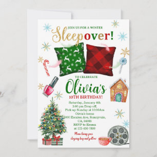 Invitation d'anniversaire Pyjama de Noël : Soirée