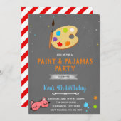 Invitation d'anniversaire pyjama et peinture (Devant / Derrière)