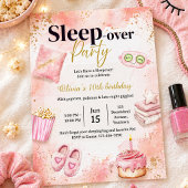 Invitation d'anniversaire Pyjama Party Rose 